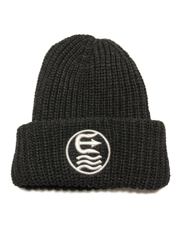 ring chunky knit cuffed beanie charcoal