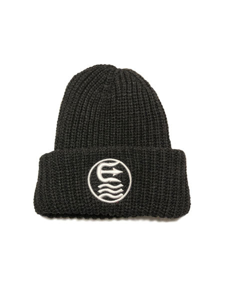 ring chunky knit cuffed beanie charcoal