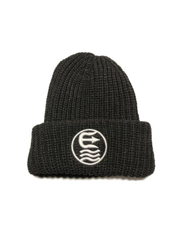 ring chunky knit cuffed beanie charcoal