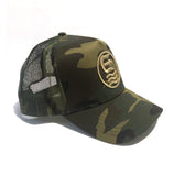 ring camouflage mid crown trucker hat